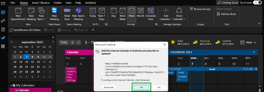 Link your Borealis calendar to Outlook Boréalis Helpdesk